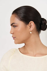 Freshwater Pearl Mini Hoops – Cream/Gold