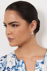 Freshwater Pearl Mini Hoops – Cream/Silver