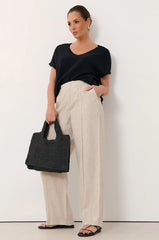 Adorne Alessia Linen Pant – Natural