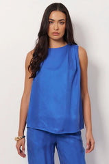 Milan Cupro Sleeveless Top – Blue