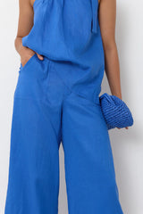 Avalon Wide Leg Linen Pant – Blue