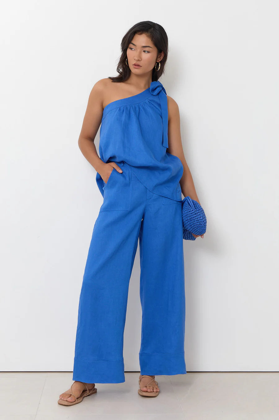 Avalon Wide Leg Linen Pant – Blue