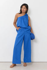Avalon Wide Leg Linen Pant – Blue