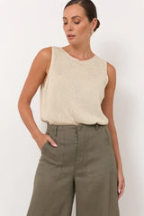 Adorne Avalon Wide Leg Linen Pant – Khaki