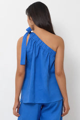 Milan Cupro Sleeveless Top – Blue