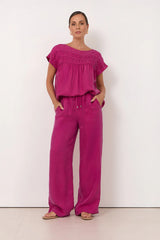 Kendra High Neck Cupro Top – Magenta