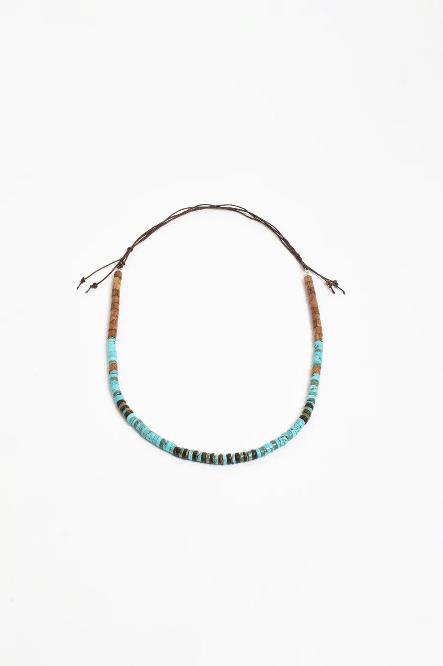 Stone and Timber Tie Back Layering Necklace – Turquoise/Chocolate
