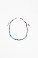 Stone and Timber Tie Back Layering Necklace – Turquoise/Chocolate
