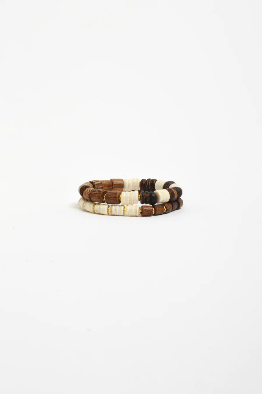 Timber and Stone Duo Bracelet Set – Cream/Chocolate