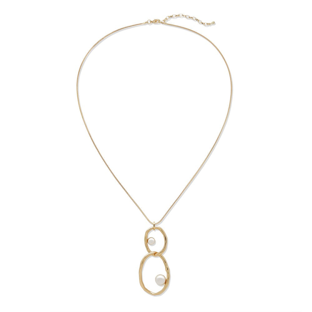 Abstract Infinity Pearl Pendant Necklace