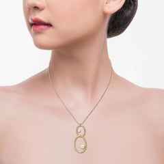 Abstract Infinity Pearl Pendant Necklace