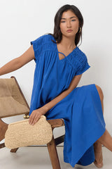 Britta Pleated Maxi Dress - Blue