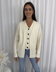Cream Knit 2-Piece Cardigan Set