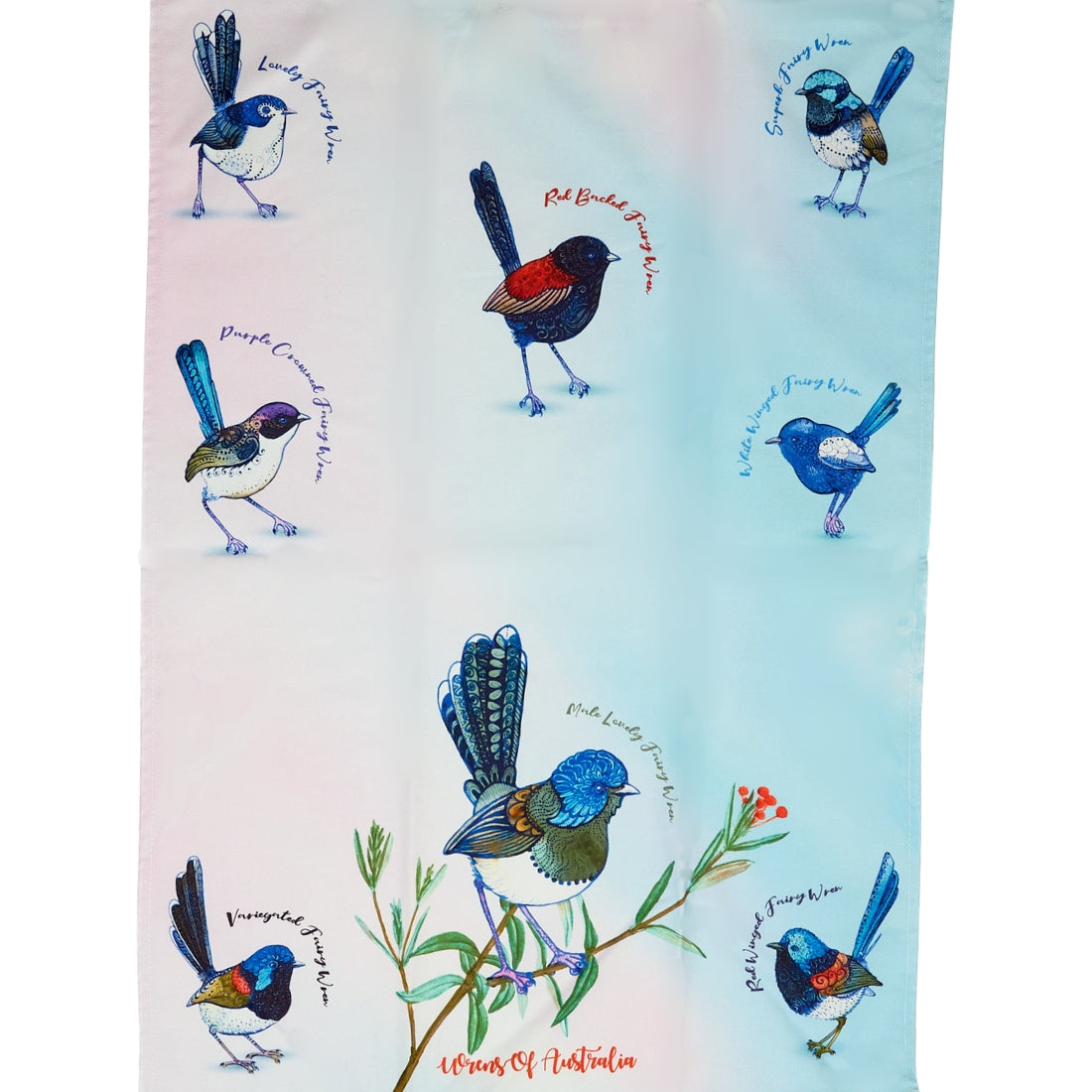 Banksia Red Wrens of Australia tea towel