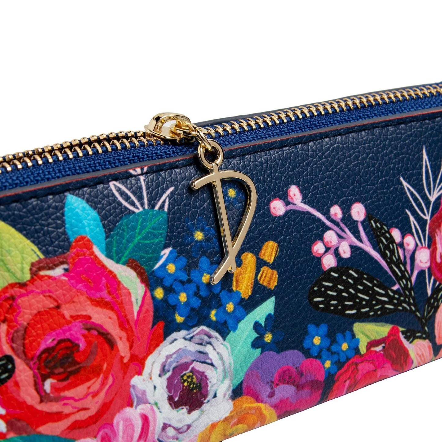 Blue Wildflower Cosmetic Brush Bag