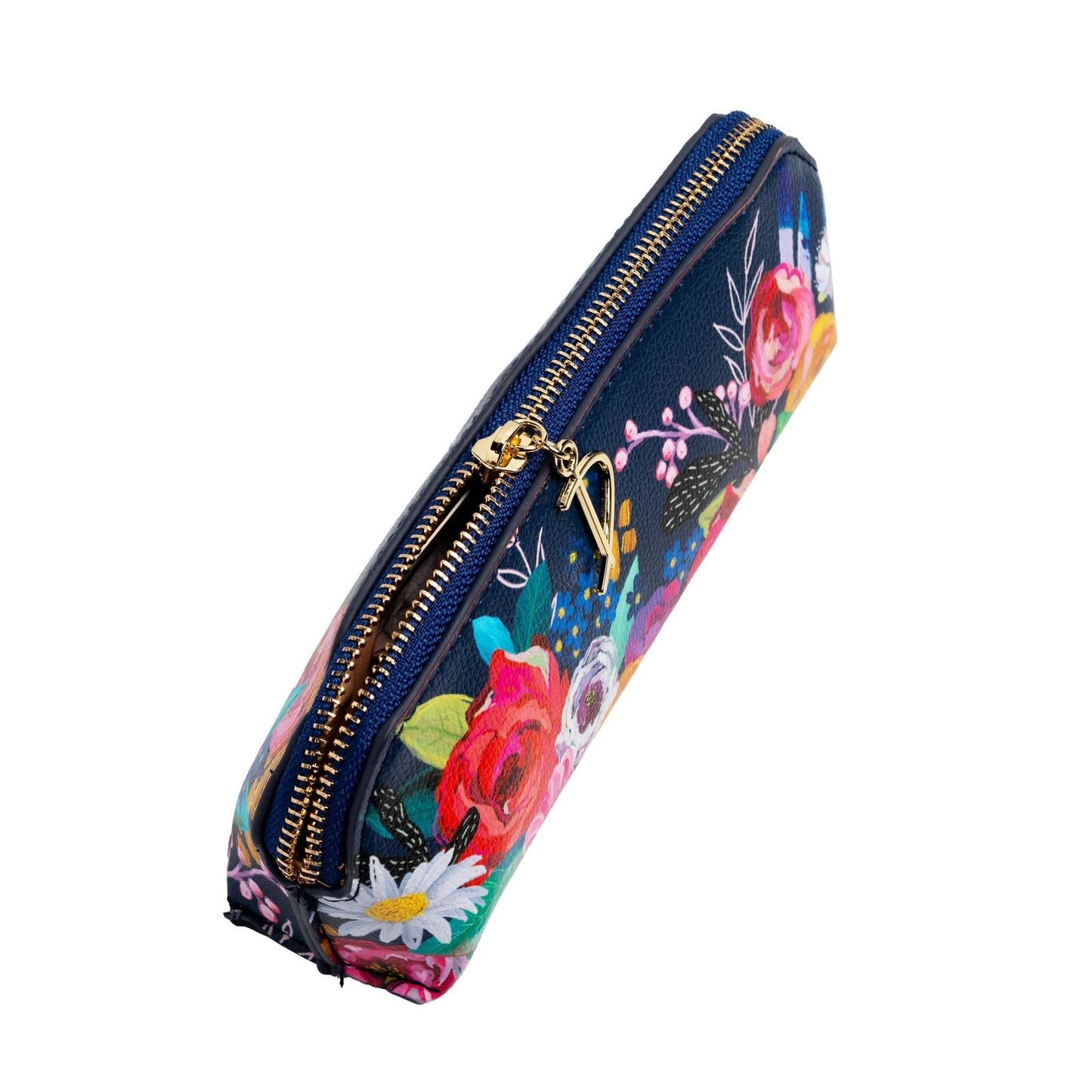 Blue Wildflower Cosmetic Brush Bag