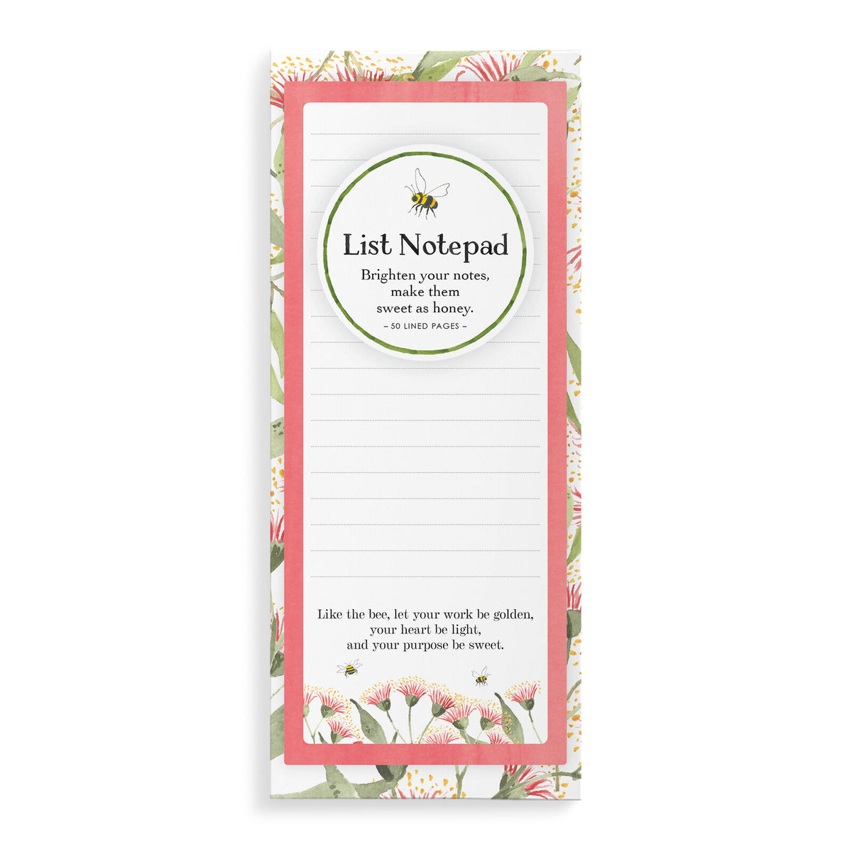 Bee Magnetic List Notepad – Flowering Gums