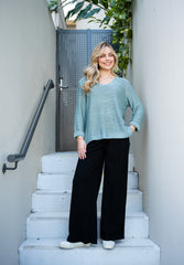 Silver Wishes Knit Top - Dusty Blue
