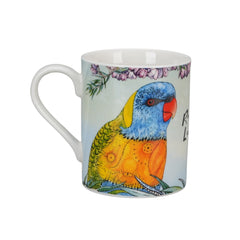 Banksia Red Rainbow Lorikeet mug set, embossed tin