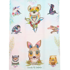 Banksia Red Animals of Australia tea towel, 100% cotton