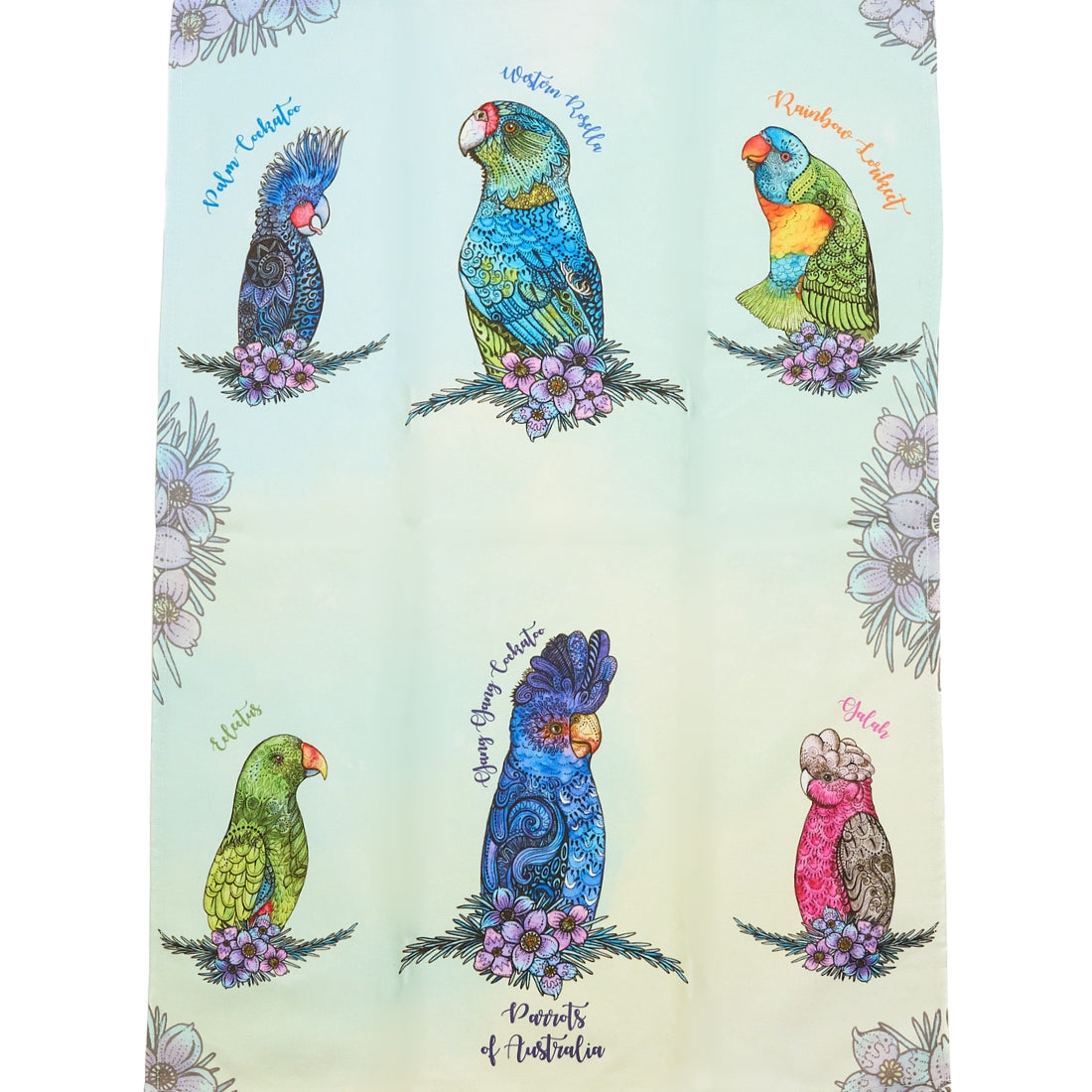 Banksia Red Parrots of Australia tea towel, 100% cotton
