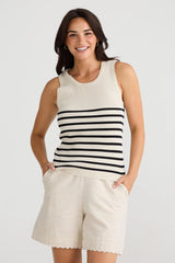 Amba Tank – Ecru with Black Stripe