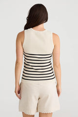 Amba Tank – Ecru with Black Stripe