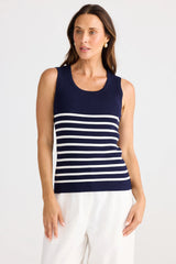 Amba Tank – Navy with White Stripe