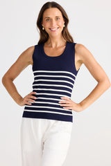 Amba Tank – Navy with White Stripe