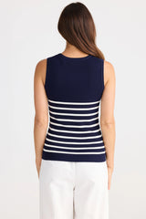 Amba Tank – Navy with White Stripe