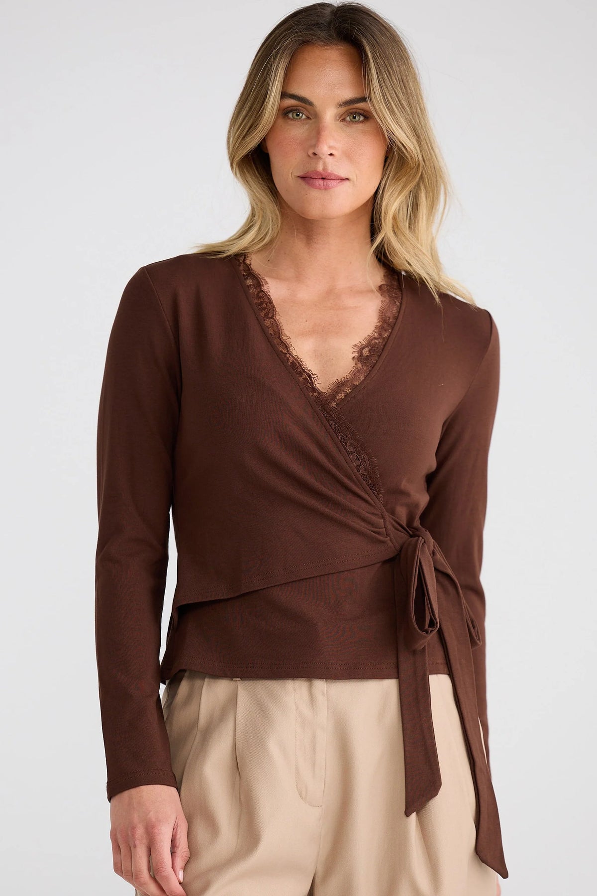 Brave & True Brigitte Wrap Top - Espresso