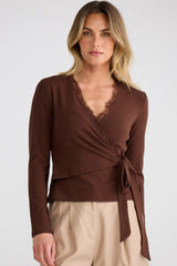 Brave & True Brigitte Wrap Top - Espresso