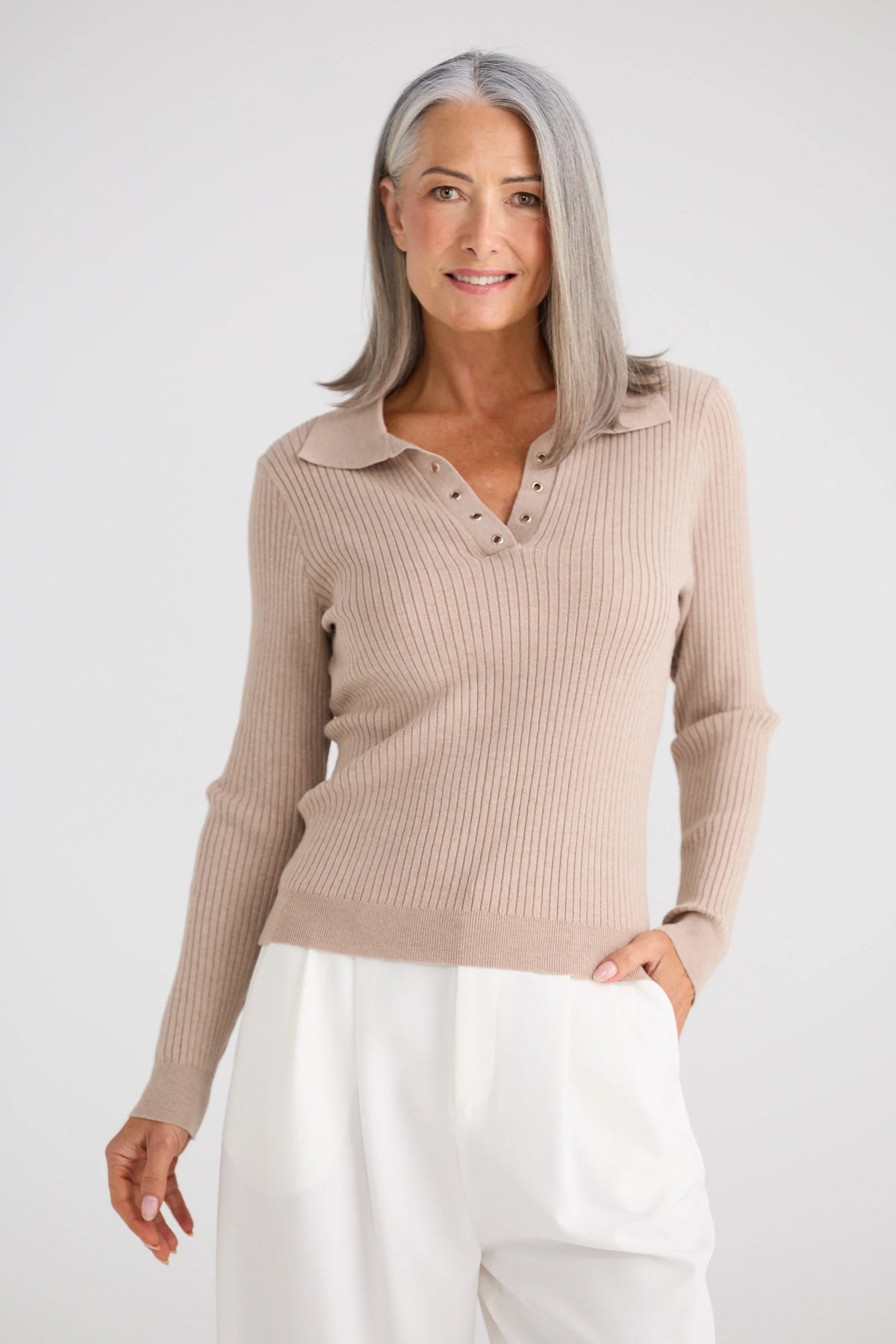 Brave & True Rocca Knit Top - Oat Marle