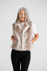 Brave & True Zee Fur Vest Grey Stripe