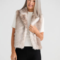 Brave & True Zee Fur Vest Grey Stripe