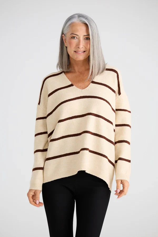 Hallie Knit – Chocolate Stripe