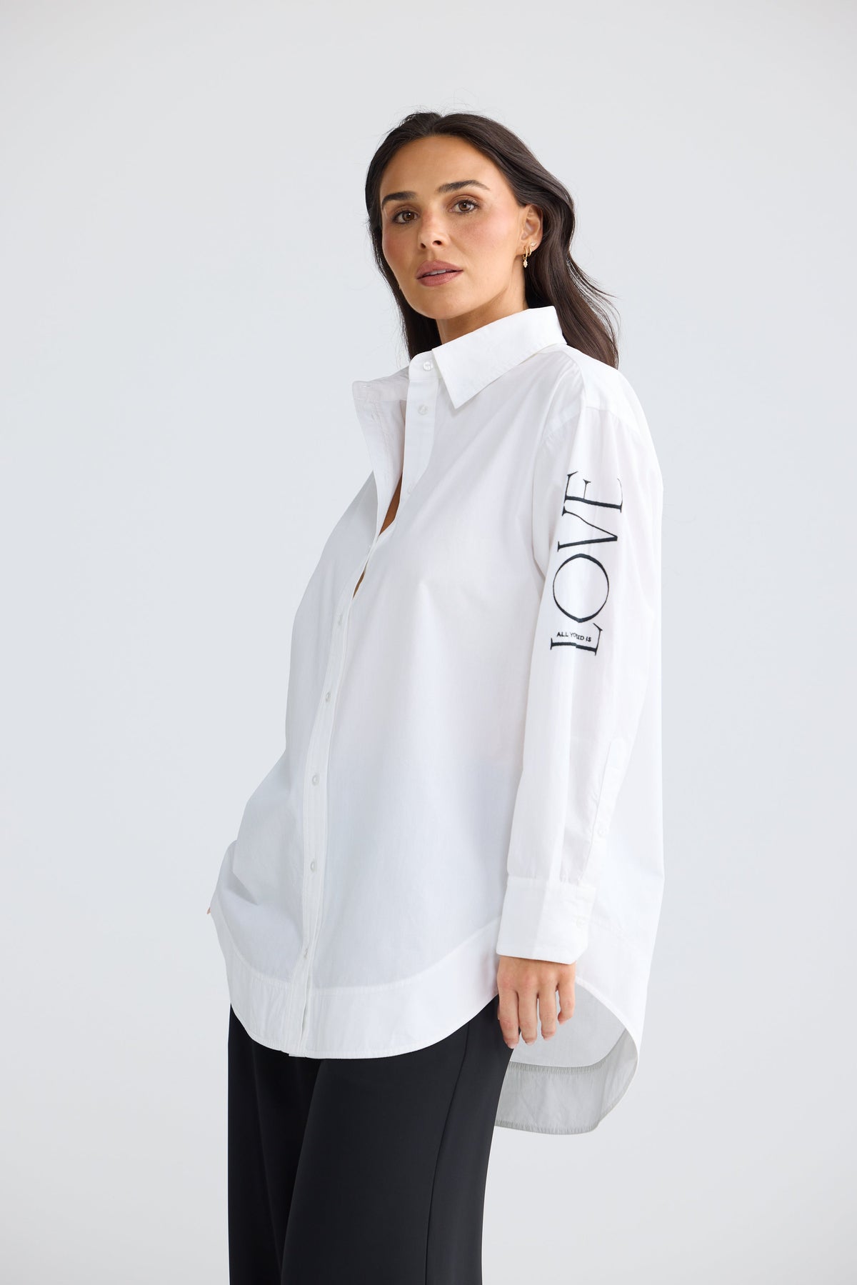 Gemma Shirt in White All You Need - front view, Brave & True