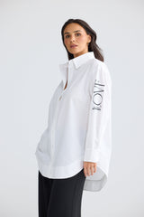 Gemma Shirt in White All You Need - front view, Brave & True