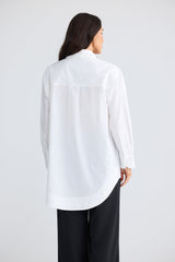 Gemma Shirt in White All You Need - back view, Brave & True
