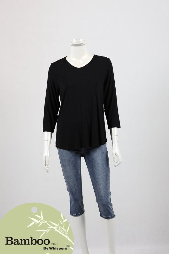 Bamboo T-Shirt 3/4 Black