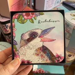Banksia Red Animals of Australia coasters, close up