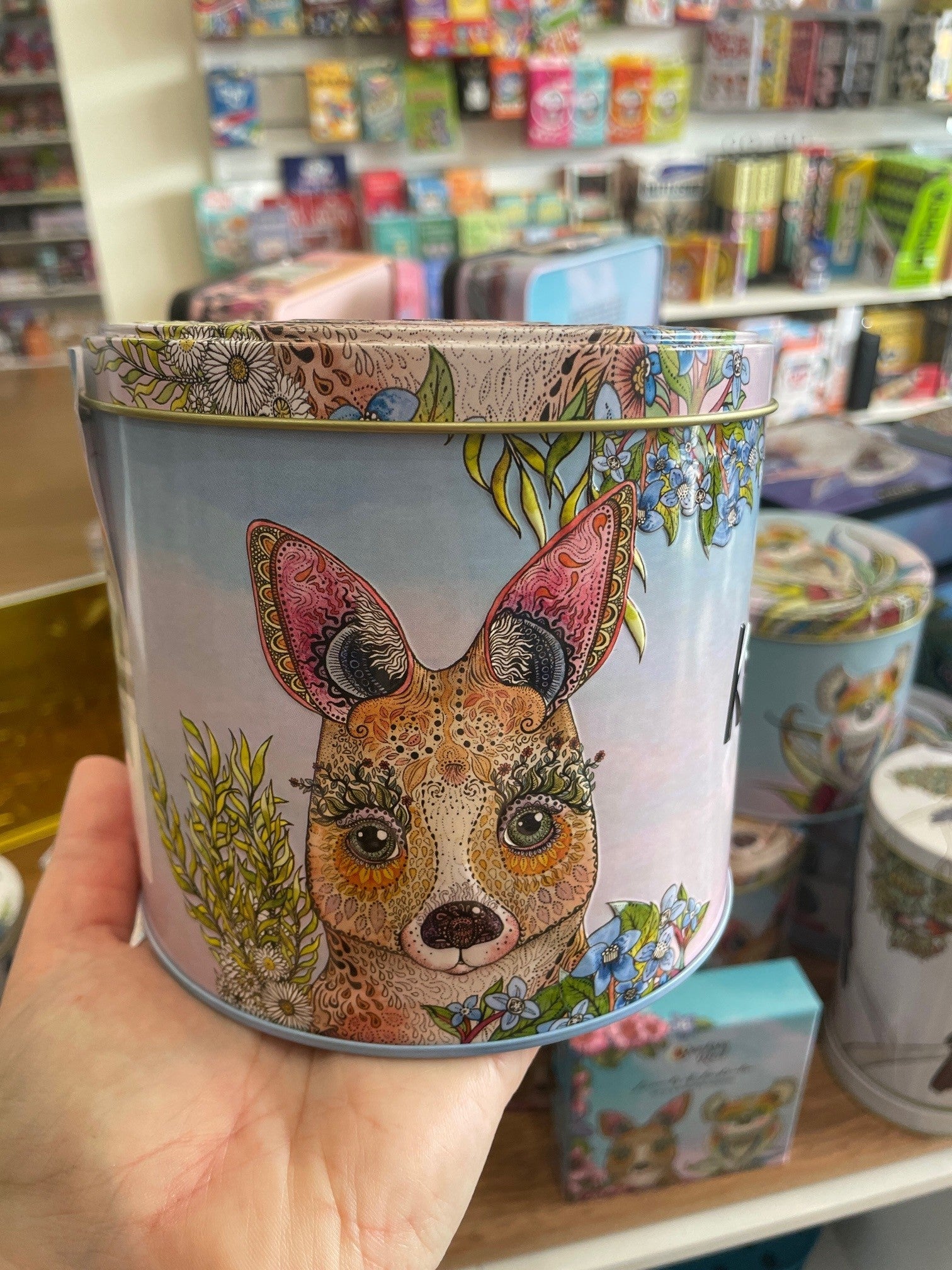 Banksia Red Kangaroo mug and coaster set in collectable tin