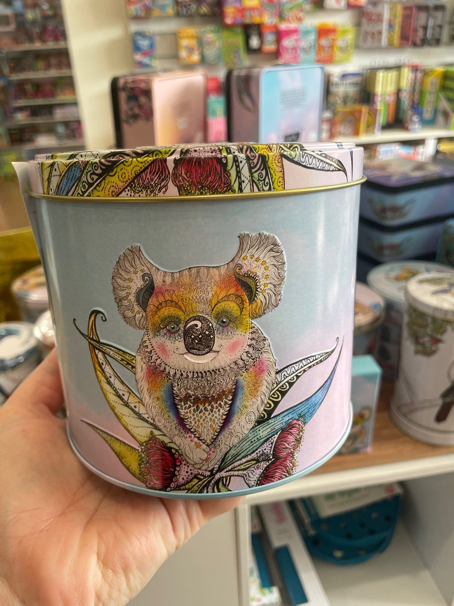 Banksia Red Koala mug and coaster set in collectable tin