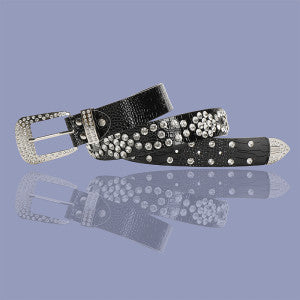 Crystal PU Leather Belt Black