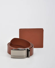 Combo Gift Boxed RFID Bifold Men's Leather Wallet & Matching Belt