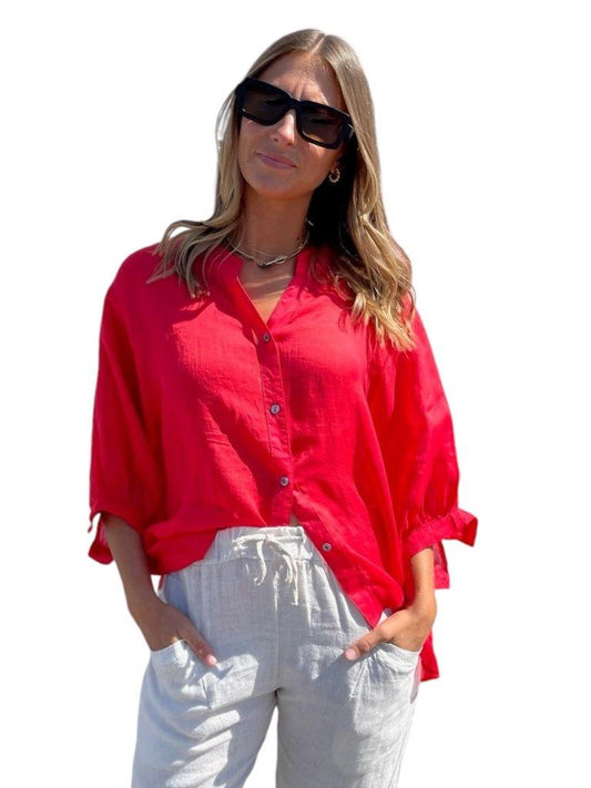 Worthier Linen Blouse Red