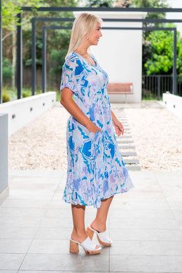 Blue Floral Abstract Dress