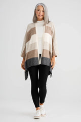 Sander Multi Stripe Knit Cape – Neutral Multi