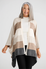 Sander Multi Stripe Knit Cape – Neutral Multi