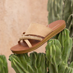 Bride Bamboo Detail Resort Slides - Caramel